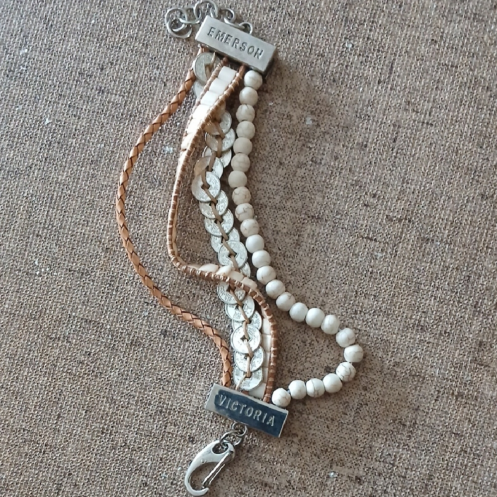 Victoria Emerson Gold and Cream Multi-Strand Bracelet
